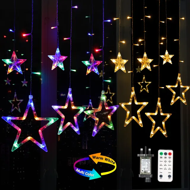 quntis-xmas-lights-lichtervorhang-sterne-138-led-bunt image 1