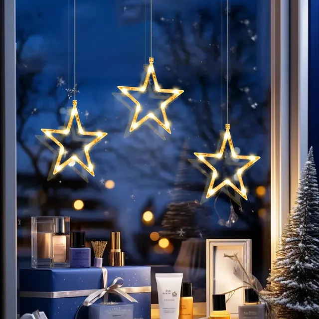 quntis-xmas-lights-fenster-sterne-lichterkette-3-sterne-warmwei image 1