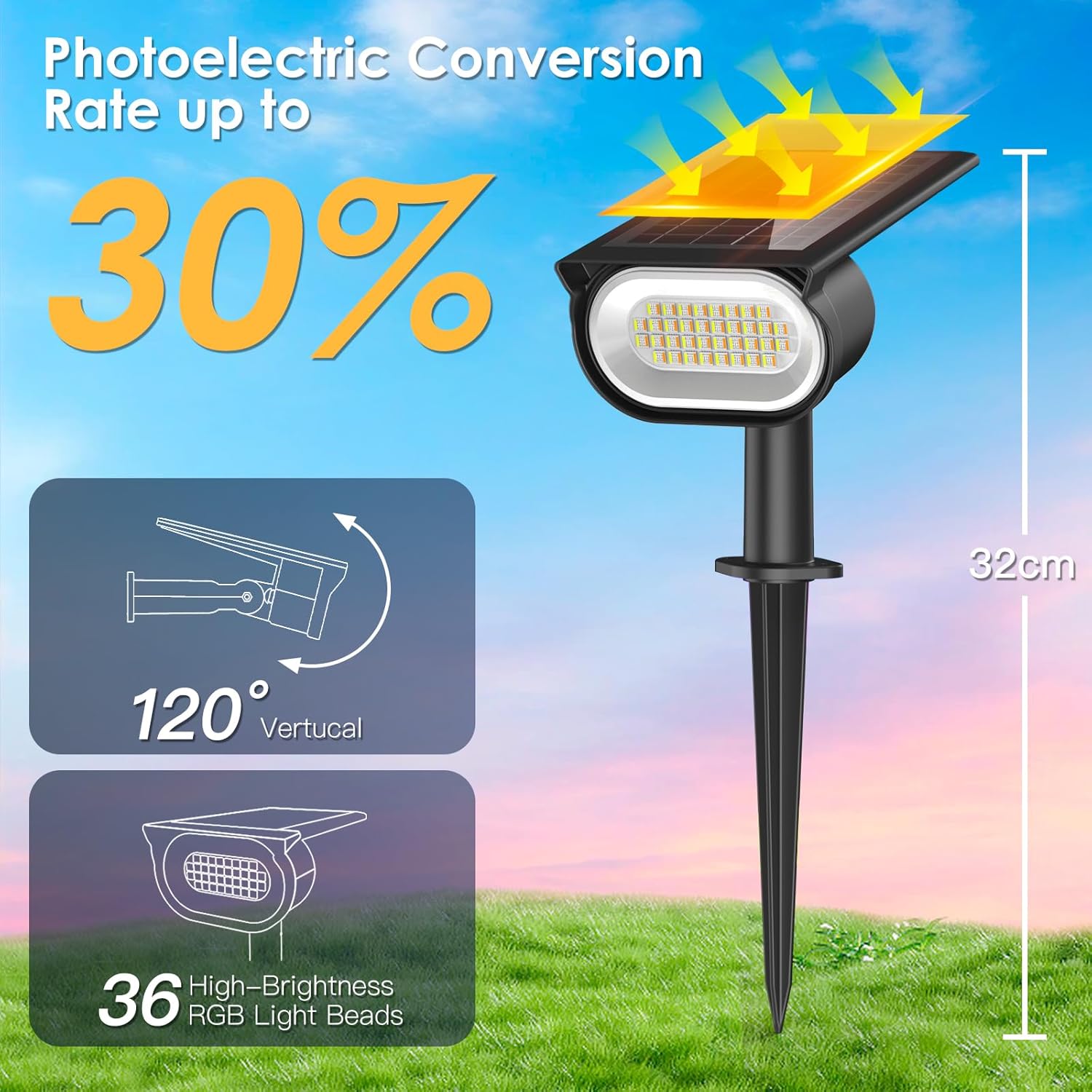 quntis-led-solar-lights-rgbcw-solar-spots-4pcs-ip65 image 2