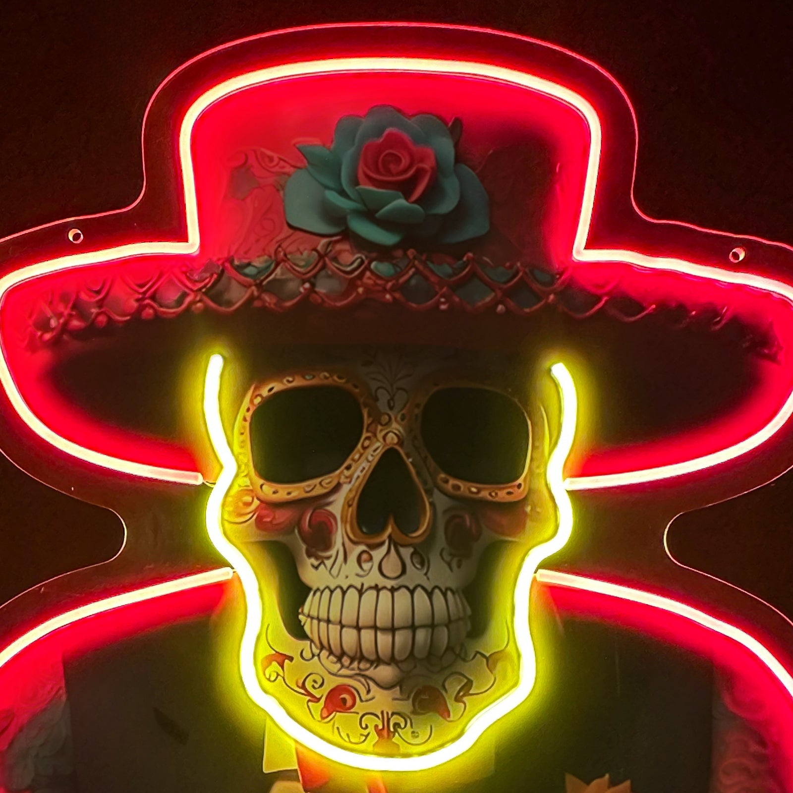 quntis-halloween-lights-sugar-skull-neon-schild-65cm-led image 4