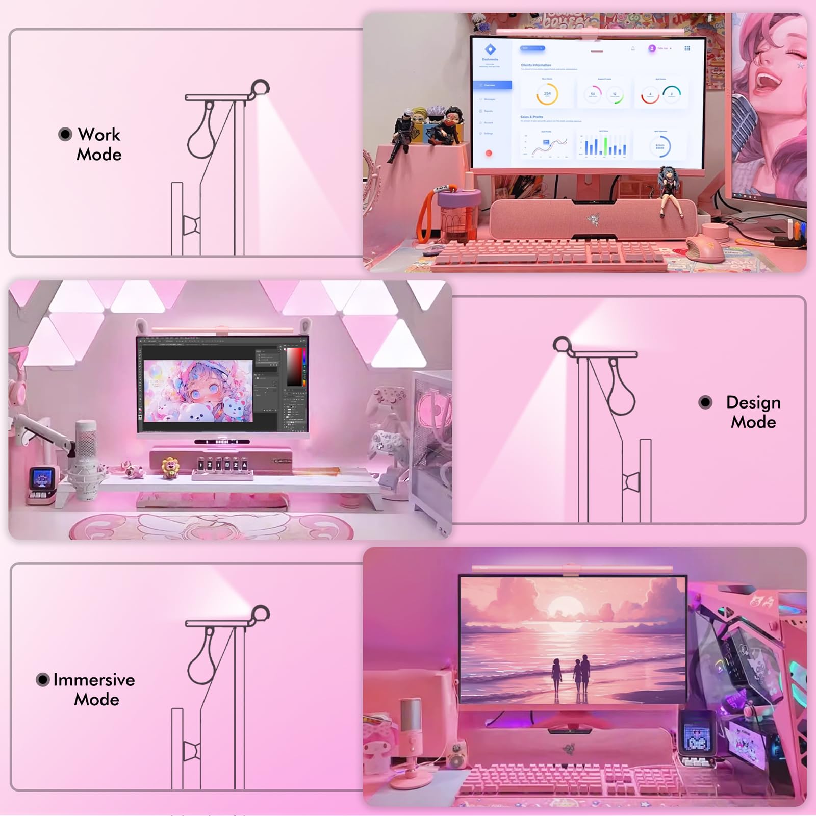 quntis-glow-series-monitor-light-bar-41-cm-pink-mit-fernbedienung image 3