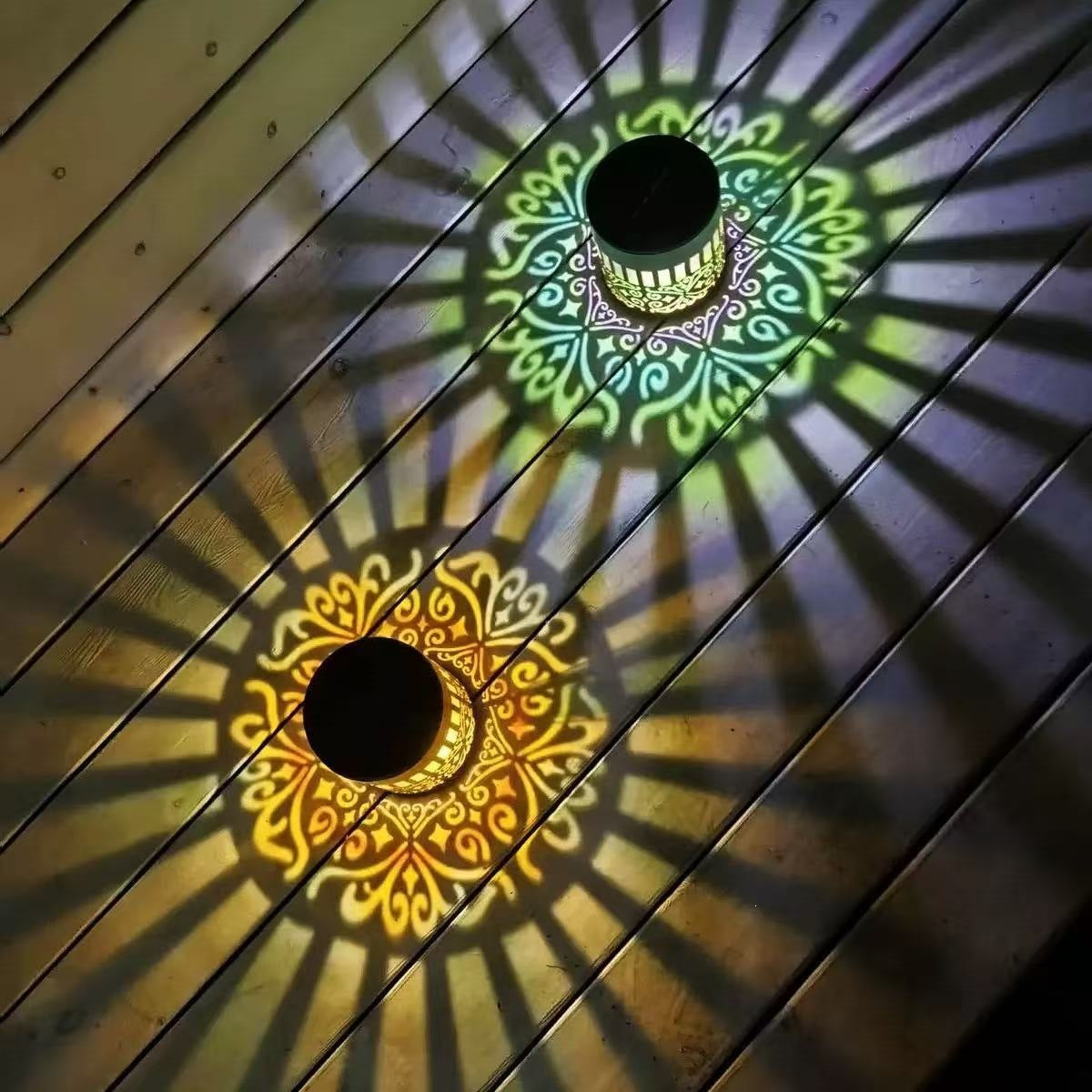 quntis-led-solar-lights-wandleuchte-solar-mandala-2er-set-rgb-ip65 image 2