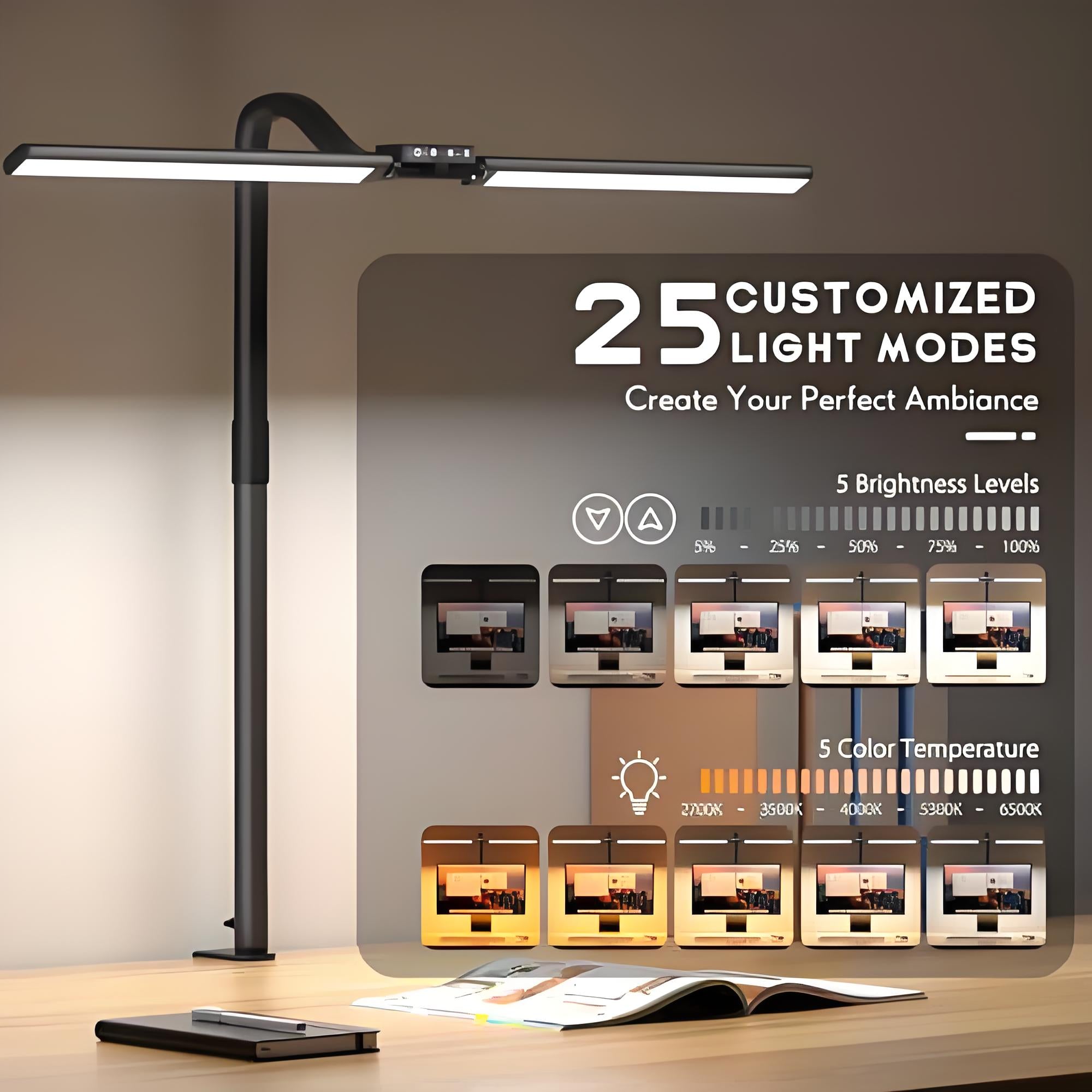 quntis-studio-schreibtischlampe-grau-78-cm-doppelkopf-klemme image 2