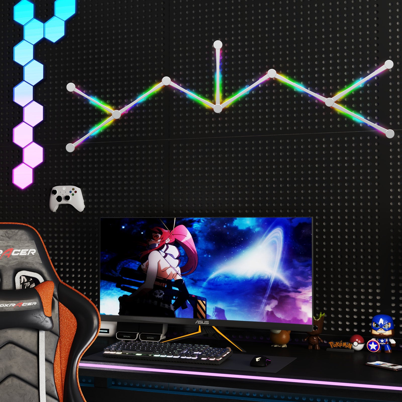 quntis-gaming-rgb-lights-glide-wandleuchte-6-lines-schwarz image 6