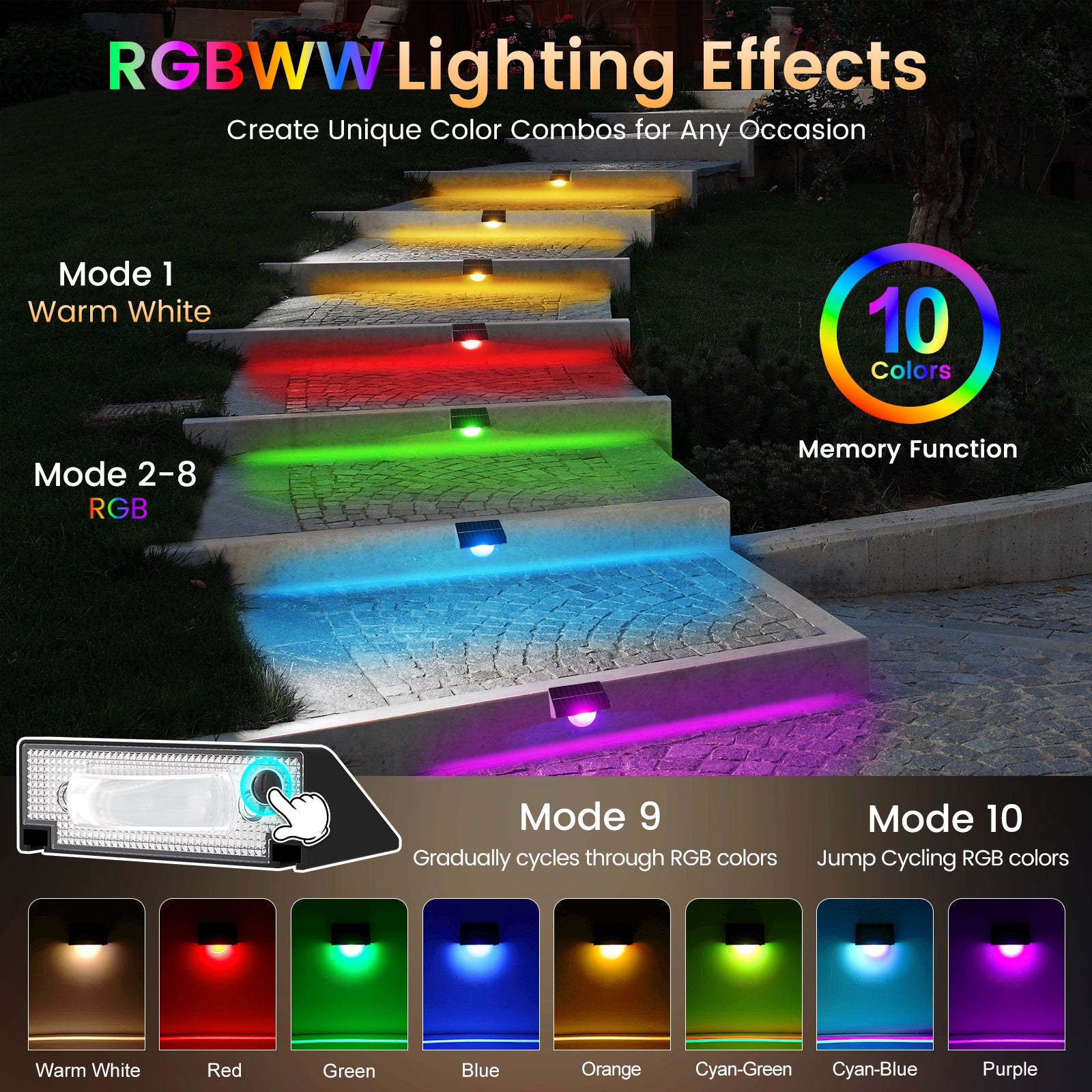quntis-led-solar-stufenlichter-rgbww-ip65-8er-set-solarlicht image 3