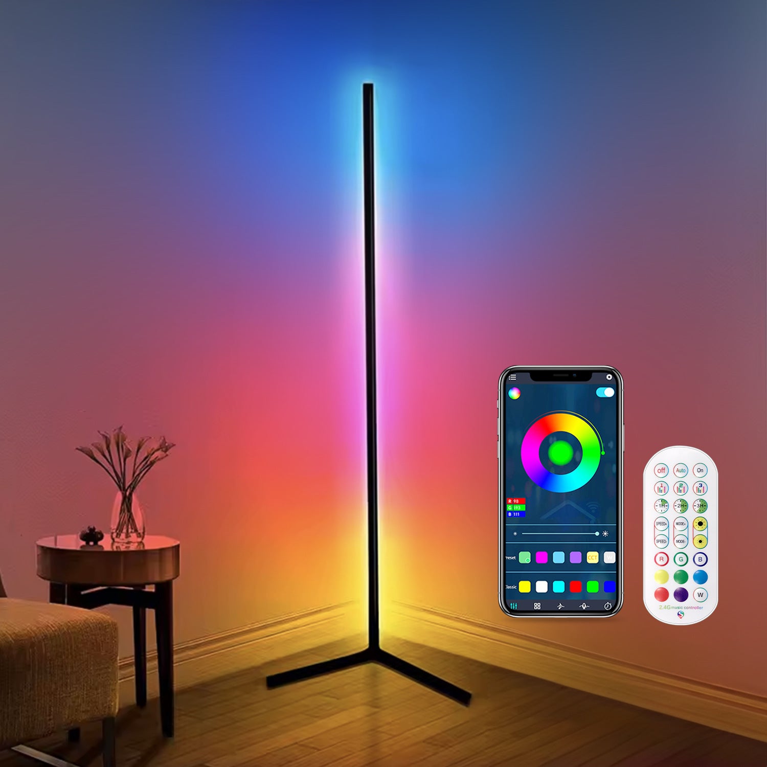 quntis-gaming-rgb-lights-eck-stehlampe-142cm-wifi-alexa-musik image 7