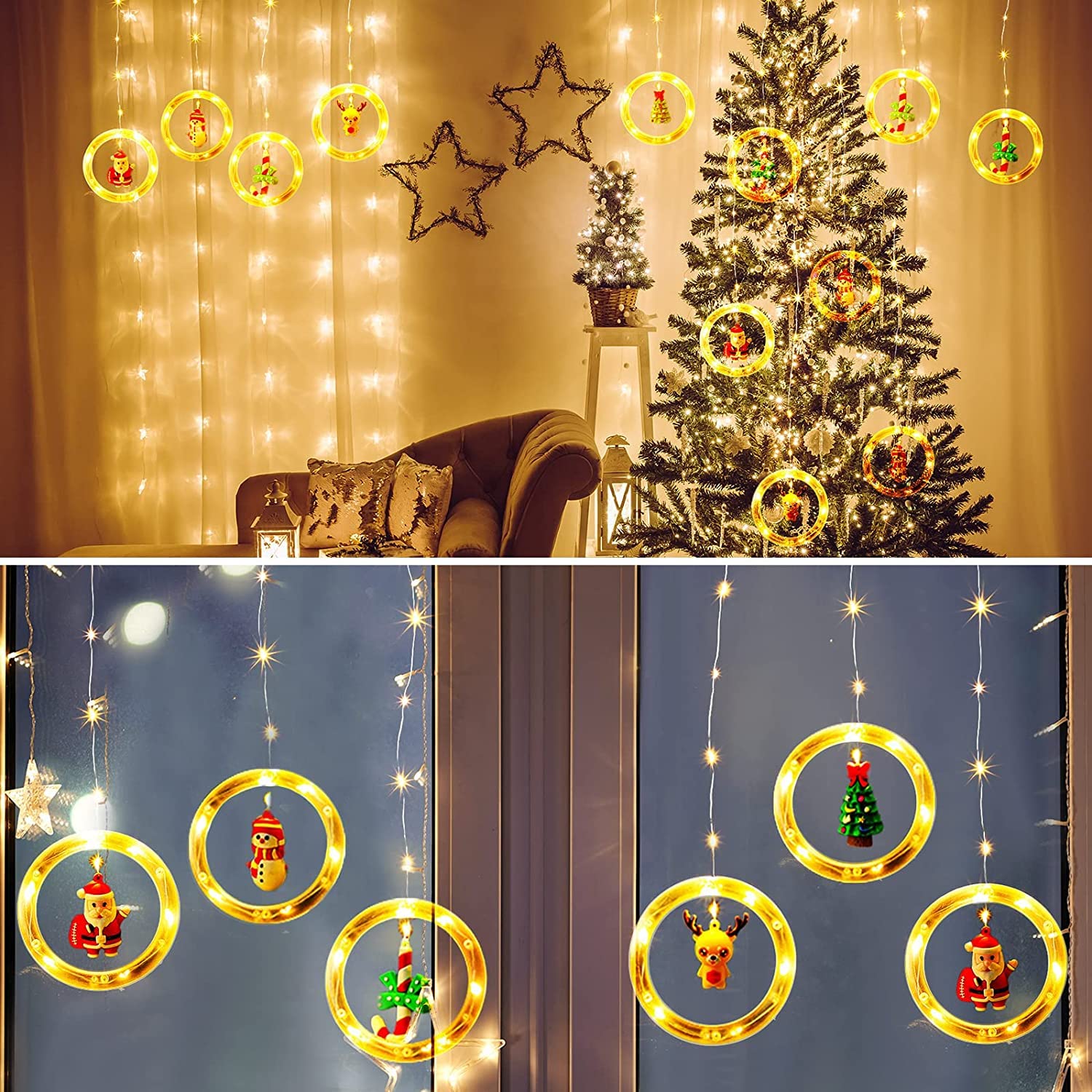 quntis-xmas-lights-lichtervorhang-warmwei-100-leds-3m image 8