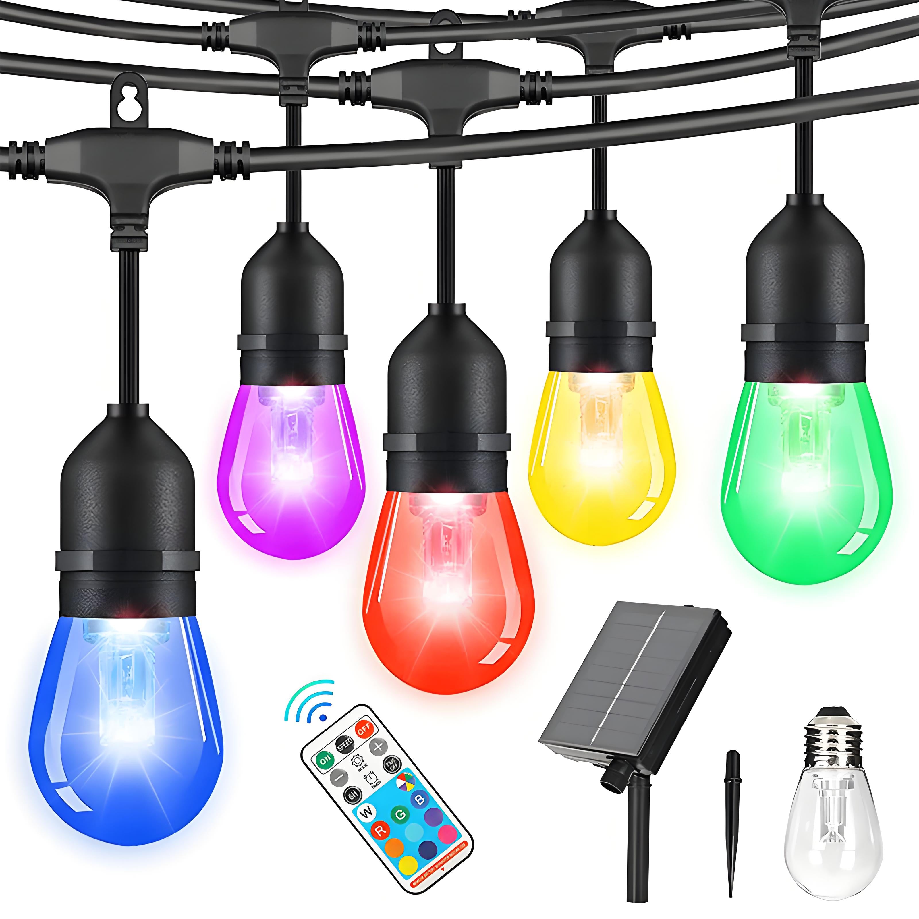 quntis-xmas-lights-s14-lichterkette-solar-rgb-32ft-20-lampen-wasserdicht image 2