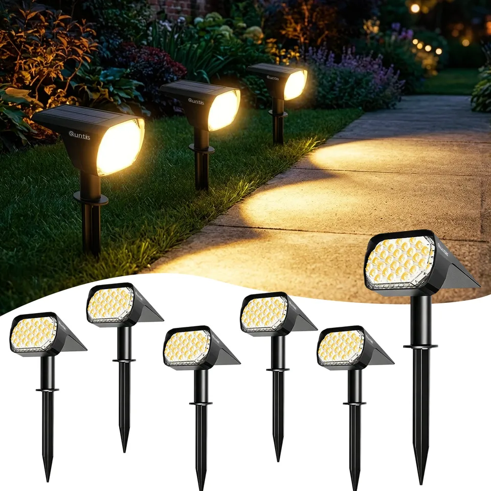 quntis-led-solar-lights-spot-28-led-warmwei-2700k-6er-pack-usb-c image 1