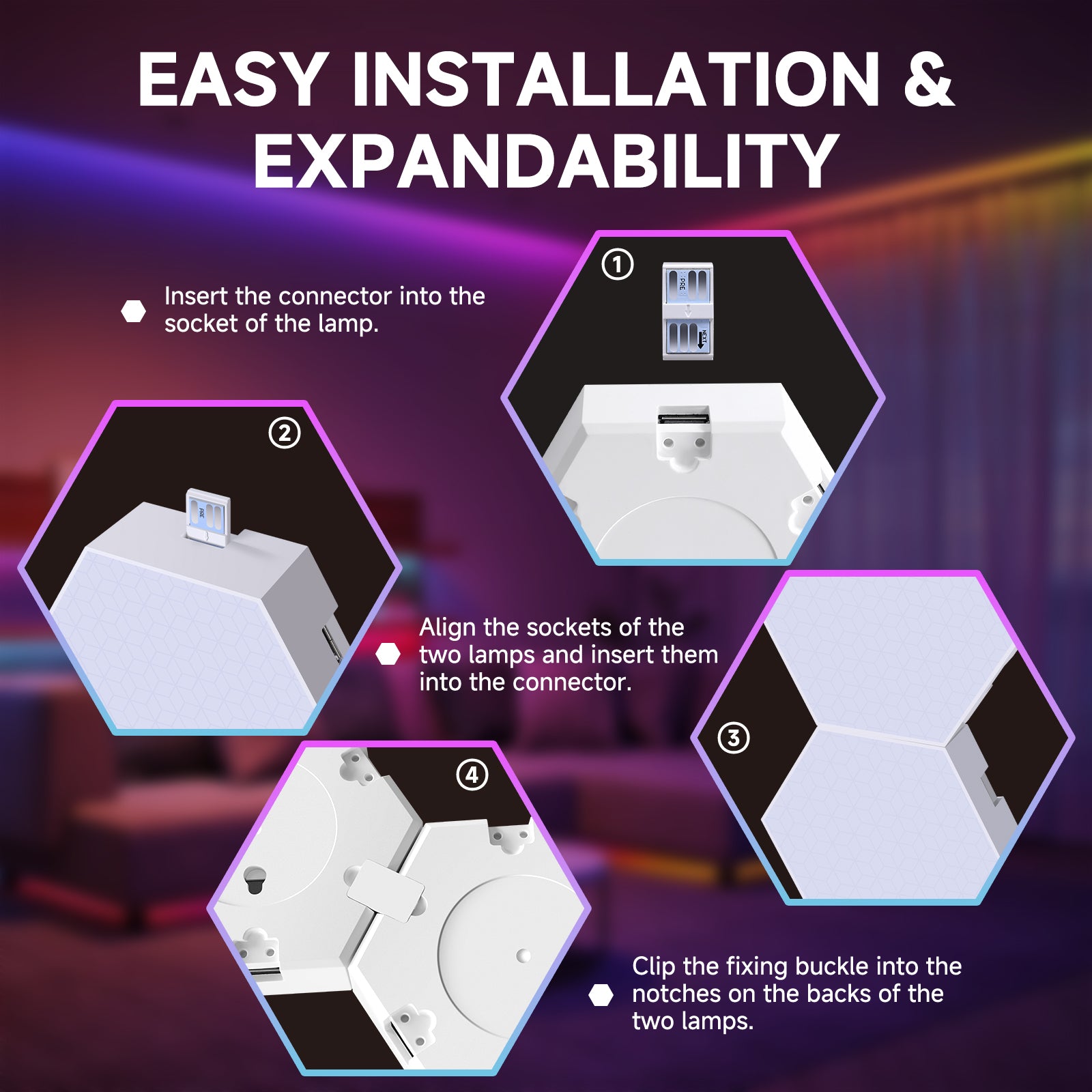 quntis-gaming-rgb-hexagon-wandlampe-6-panels-bluetooth image 6
