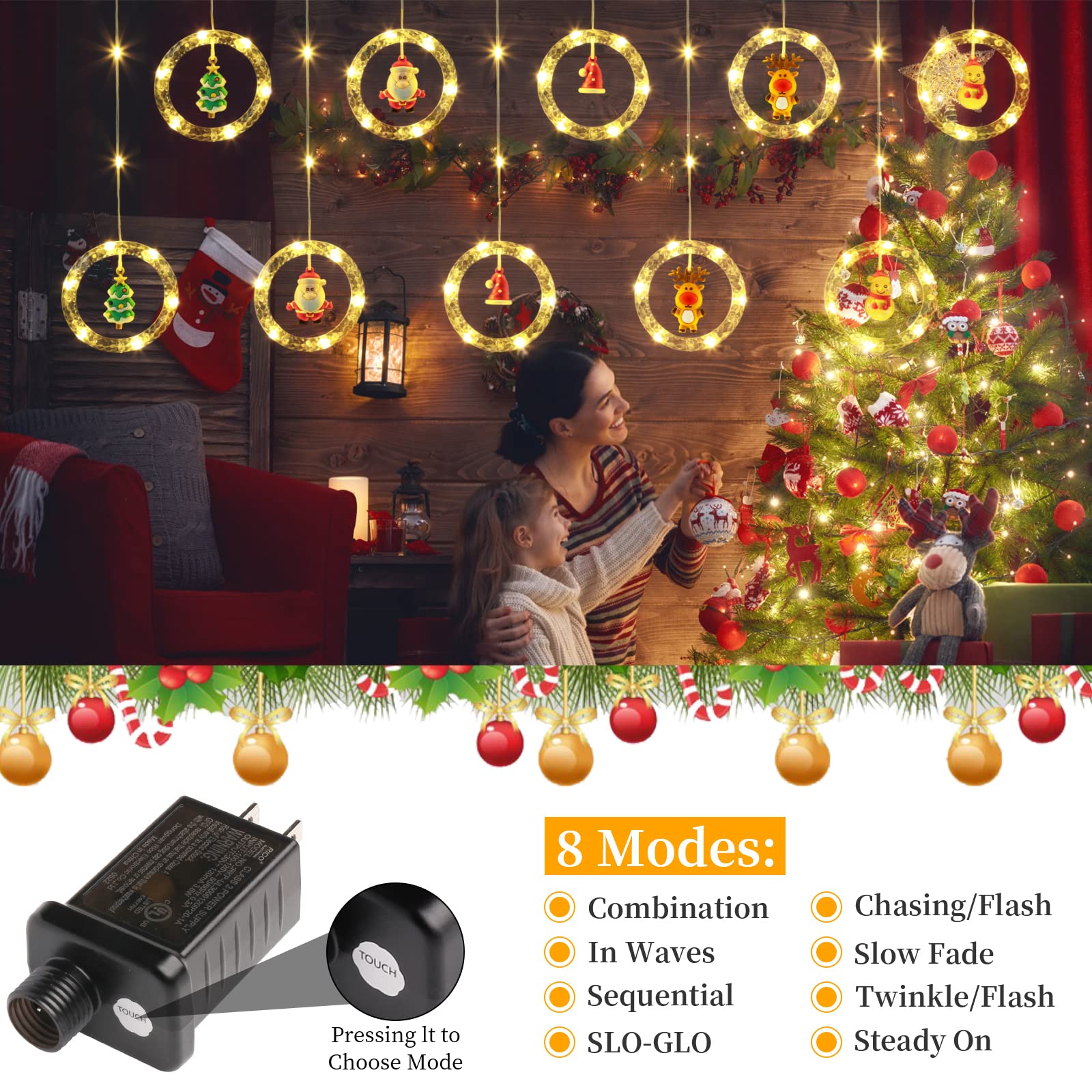 quntis-xmas-lights-lichtervorhang-warmwei-100-leds-3m image 6