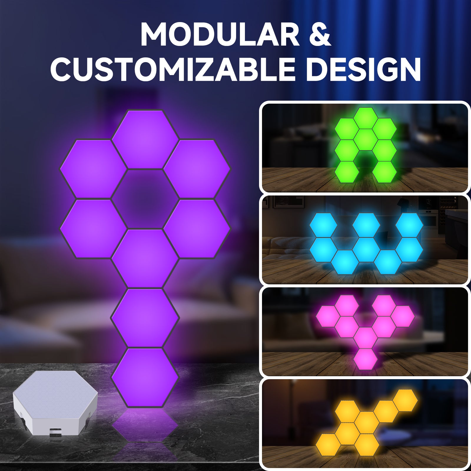 quntis-gaming-rgb-hexagon-wandlampe-6-panels-bluetooth image 5