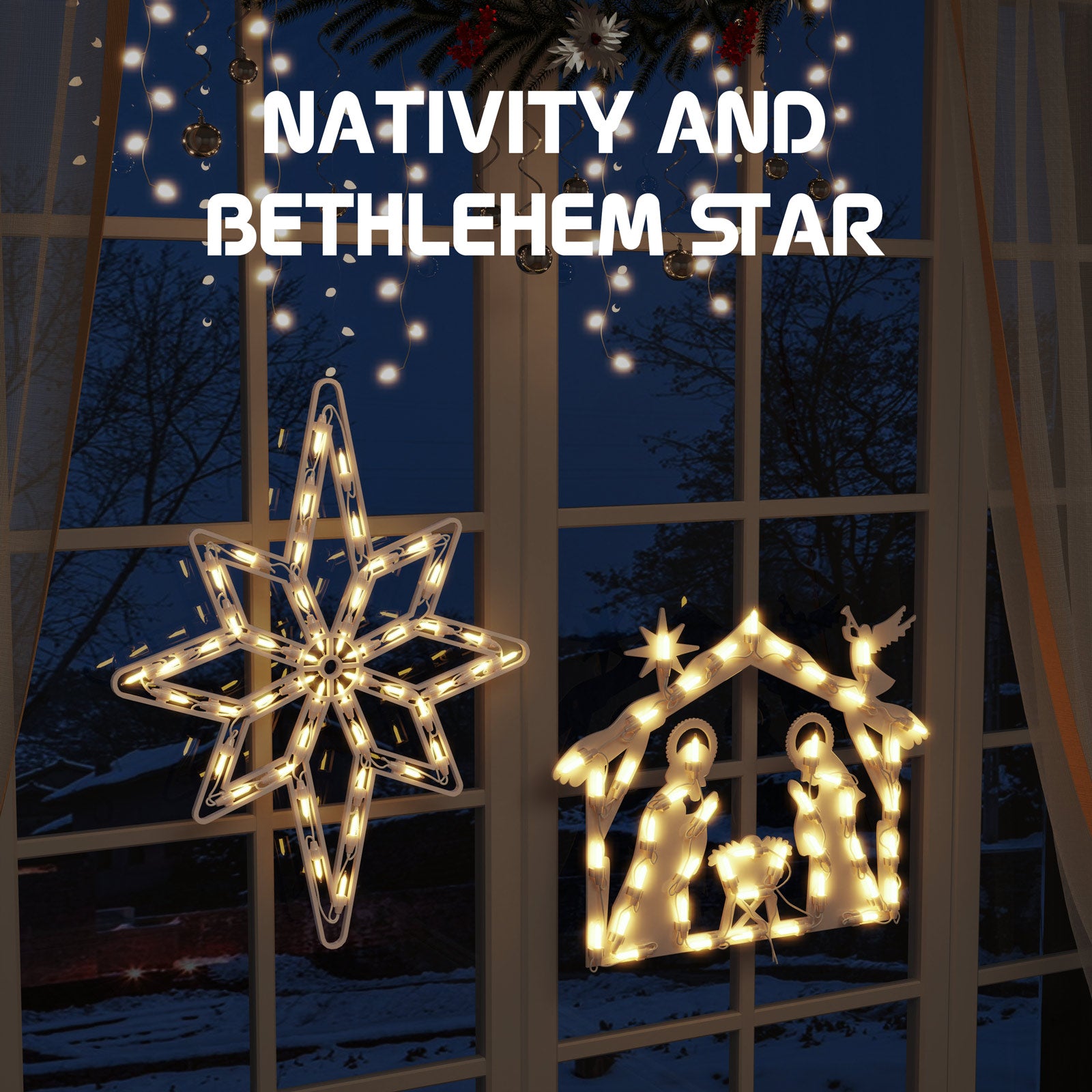 quntis-xmas-lights-fensterlichter-krippe-stern-warmwei-2er-set image 2