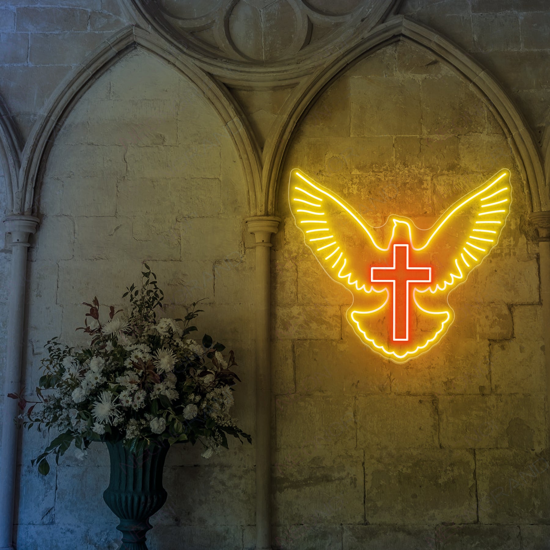 quntis-neon-signs-heiliger-geist-taube-neonschild-wei-40in image 3