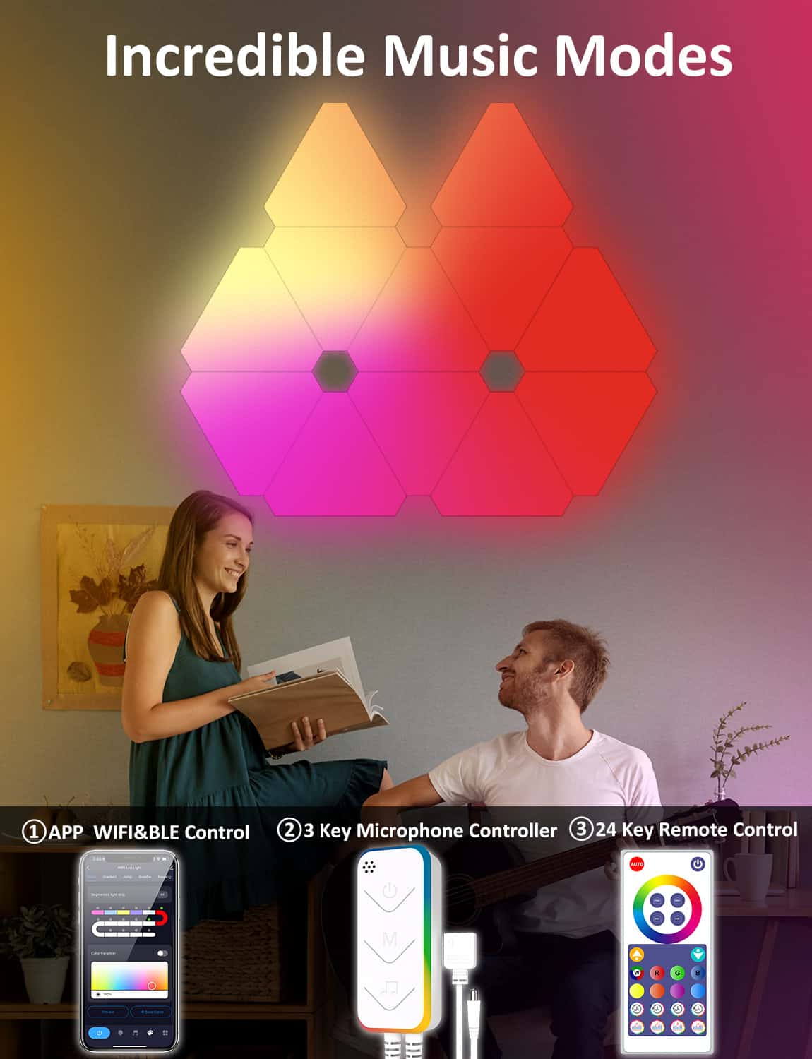quntis-gaming-rgb-lights-triangle-panels-wifi-6er-set-musik image 5