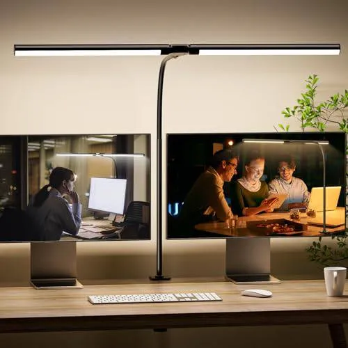 quntis-studio-schreibtischlampe-doppelkopf-dimmbar-mit-klemme-eu image 1