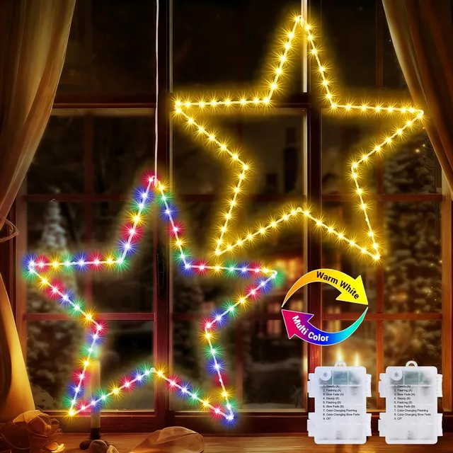 quntis-xmas-lights-stern-lichterkette-2er-warmwei-bunt-batterie image 1