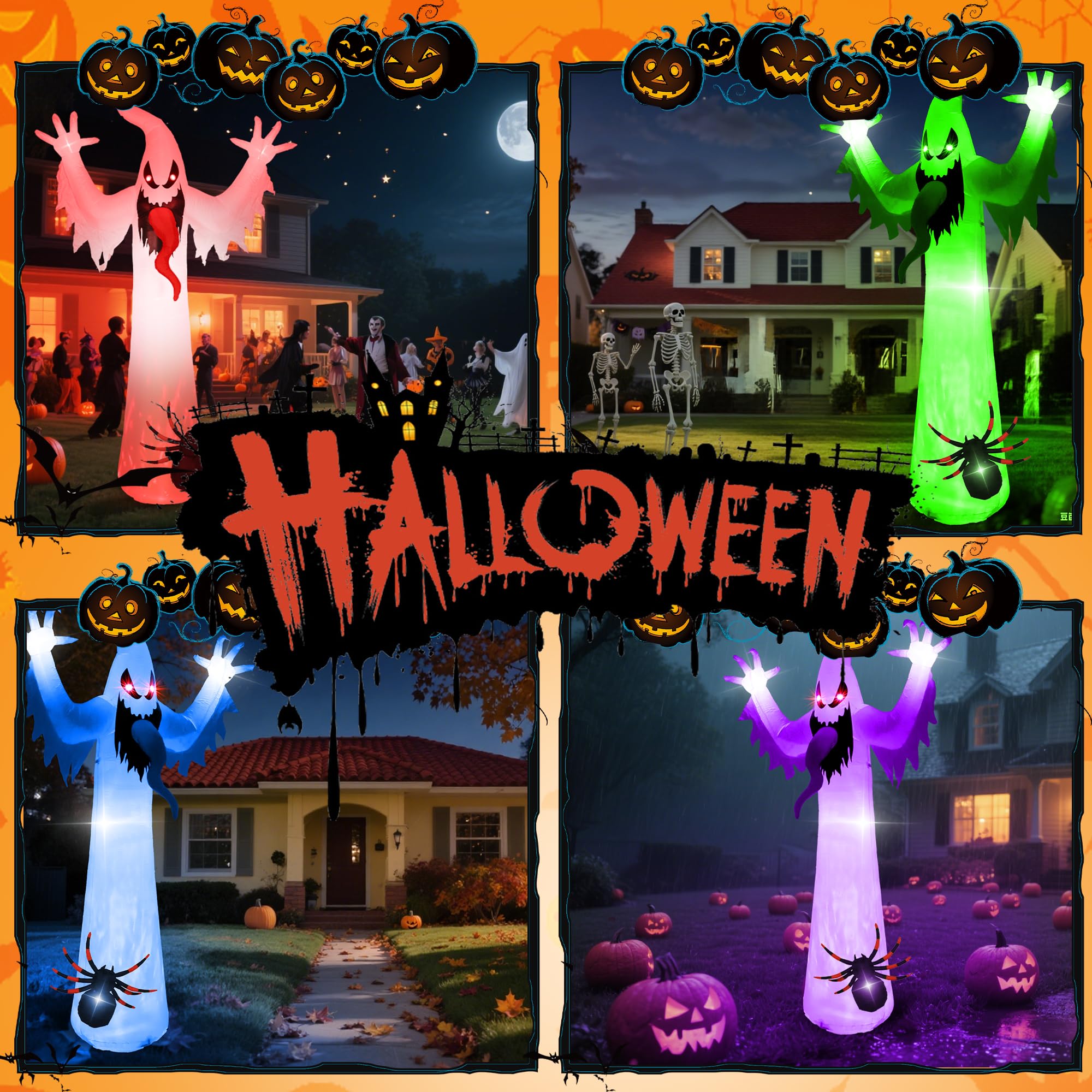 quntis-halloween-lights-aufblasbarer-geist-12ft-mit-spinne-led image 2