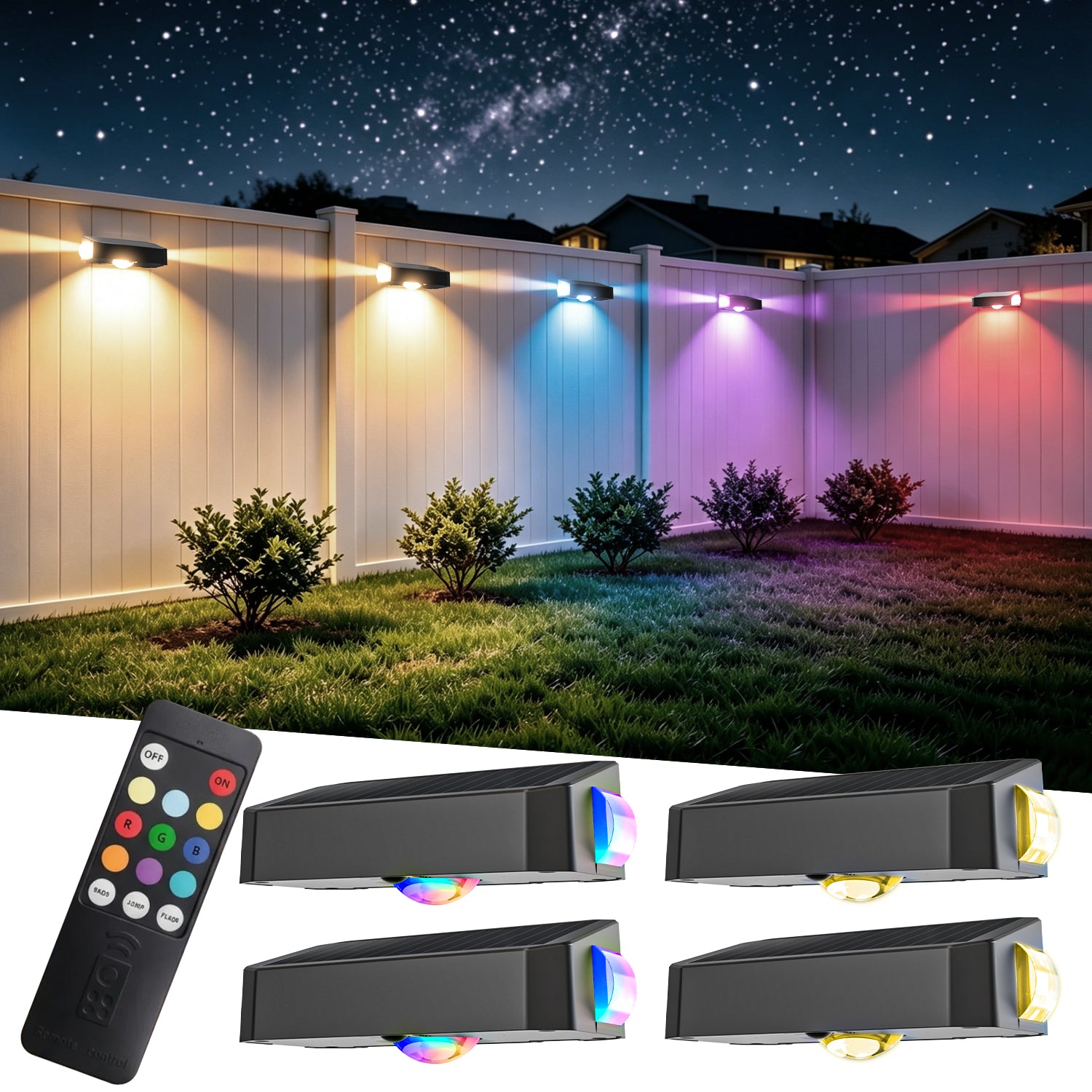 quntis-led-solar-zaunlichter-4er-set-rgb-mit-fernbedienung image 1