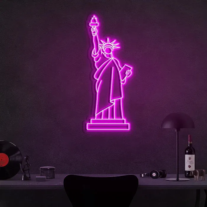 quntis-neon-signs-freiheitsstatue-neon-schild-led-lila-40cm image 1